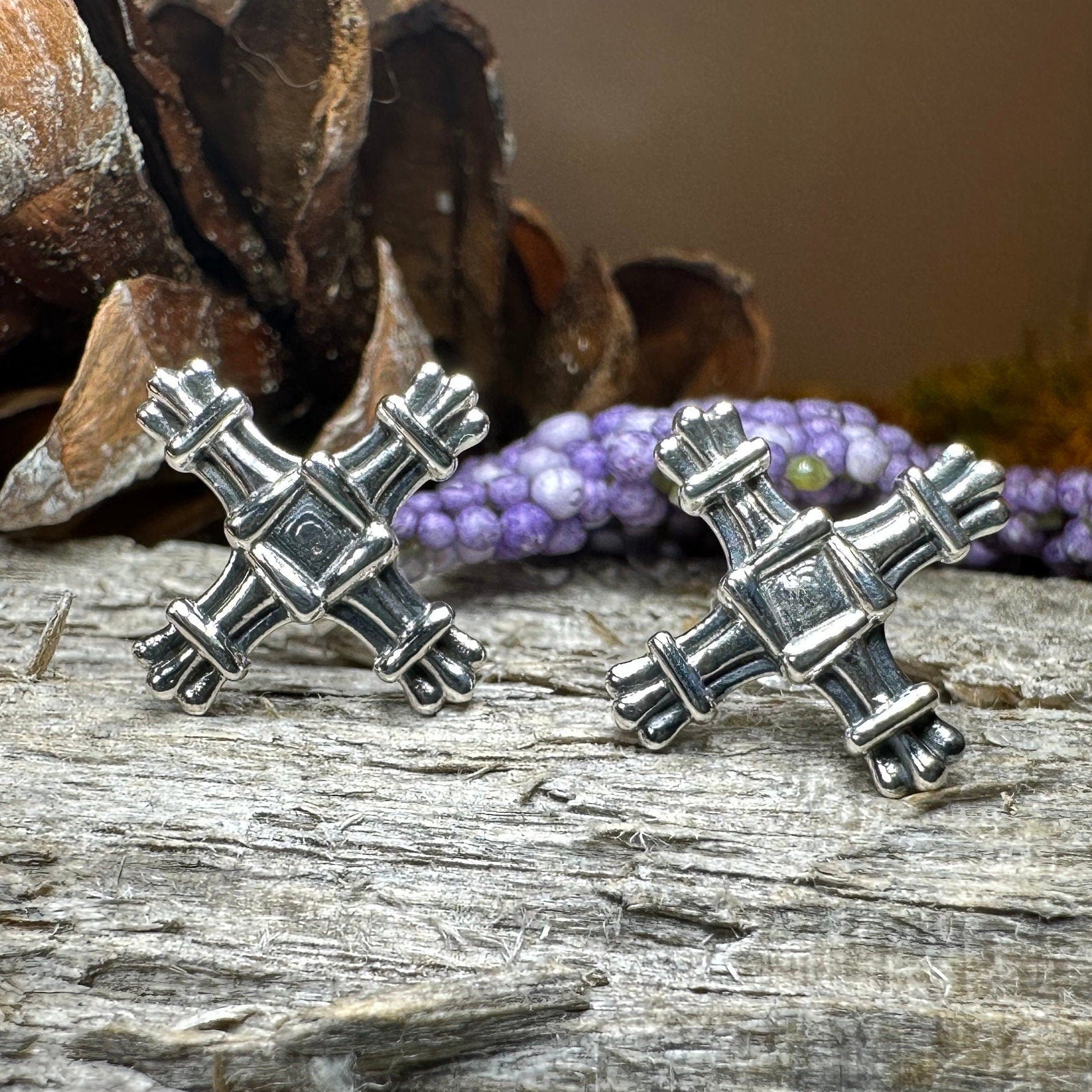 Springtide Irish Saint Brigid's Cross Earrings Post Earrings La Vie Bien Springtide Irish Saint Brigid's Cross Earrings