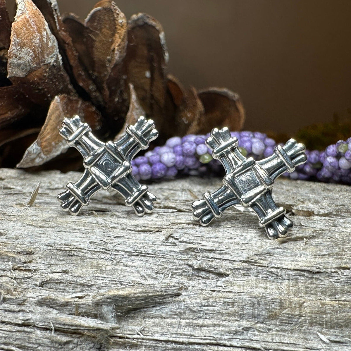 Springtide Irish Saint Brigid's Cross Earrings Post Earrings La Vie Bien Springtide Irish Saint Brigid's Cross Earrings