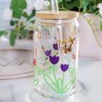 Springtime Flowers Glass Can Cup Drinkware La Vie Bien Springtime Flowers Glass Can Cup