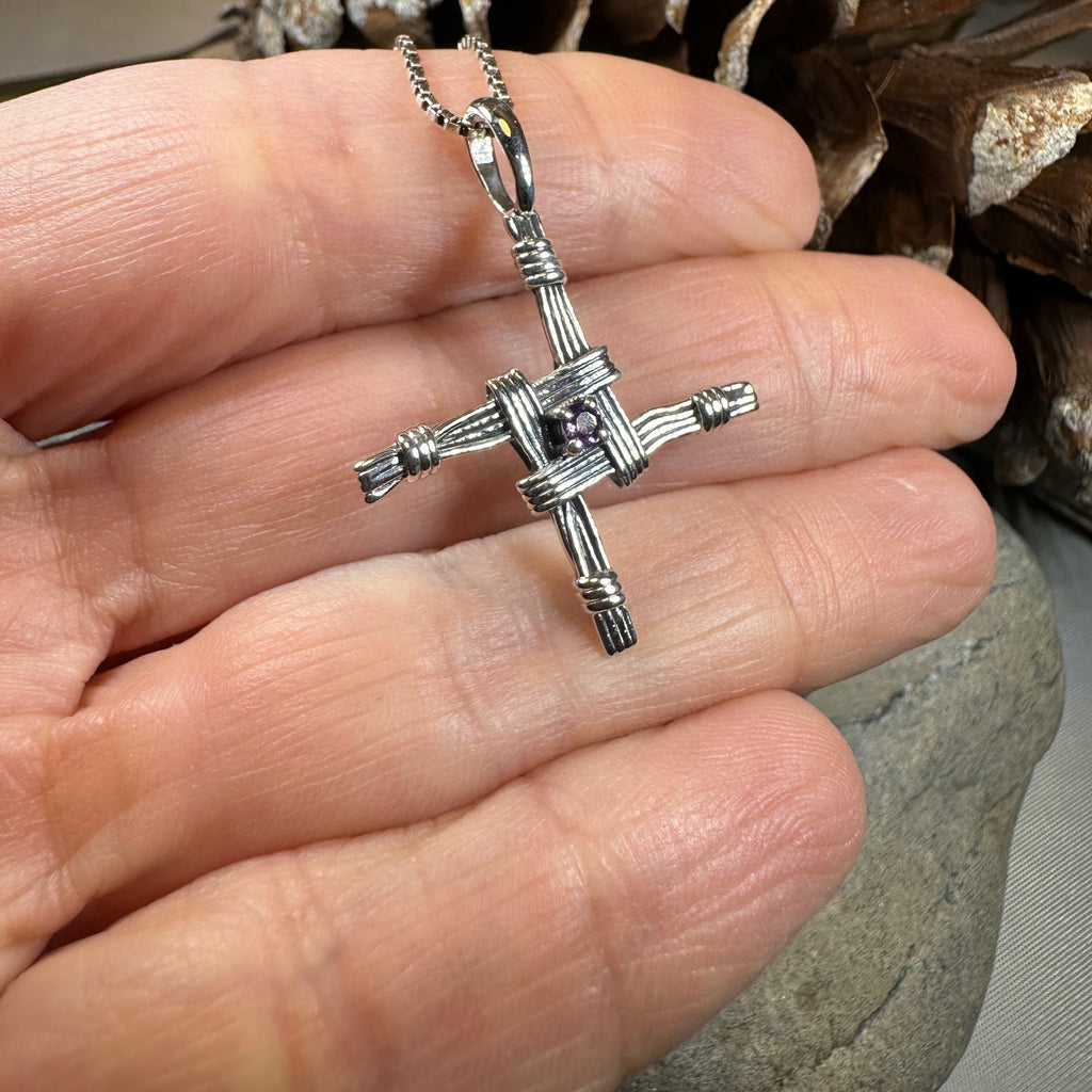 Springtime Irish Saint Brigid's Cross Necklace in Sterling Silver Pendant La Vie Bien Springtime Irish Saint Brigid's Cross Necklace in Sterling Silver