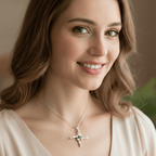 Springtime Irish Saint Brigid's Cross Necklace in Sterling Silver Pendant La Vie Bien Springtime Irish Saint Brigid's Cross Necklace in Sterling Silver