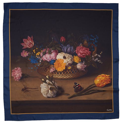 Square Ambrosius Bosschaert Flower Still Life Silk Scarf APPAREL La Vie Bien Square Ambrosius Bosschaert Flower Still Life Silk Scarf