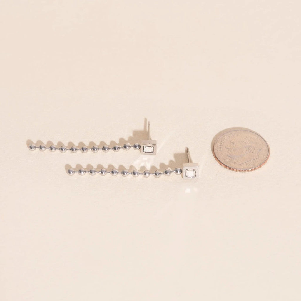 Square Crystal Bead Chain Stud Earrings by Oh Clementine