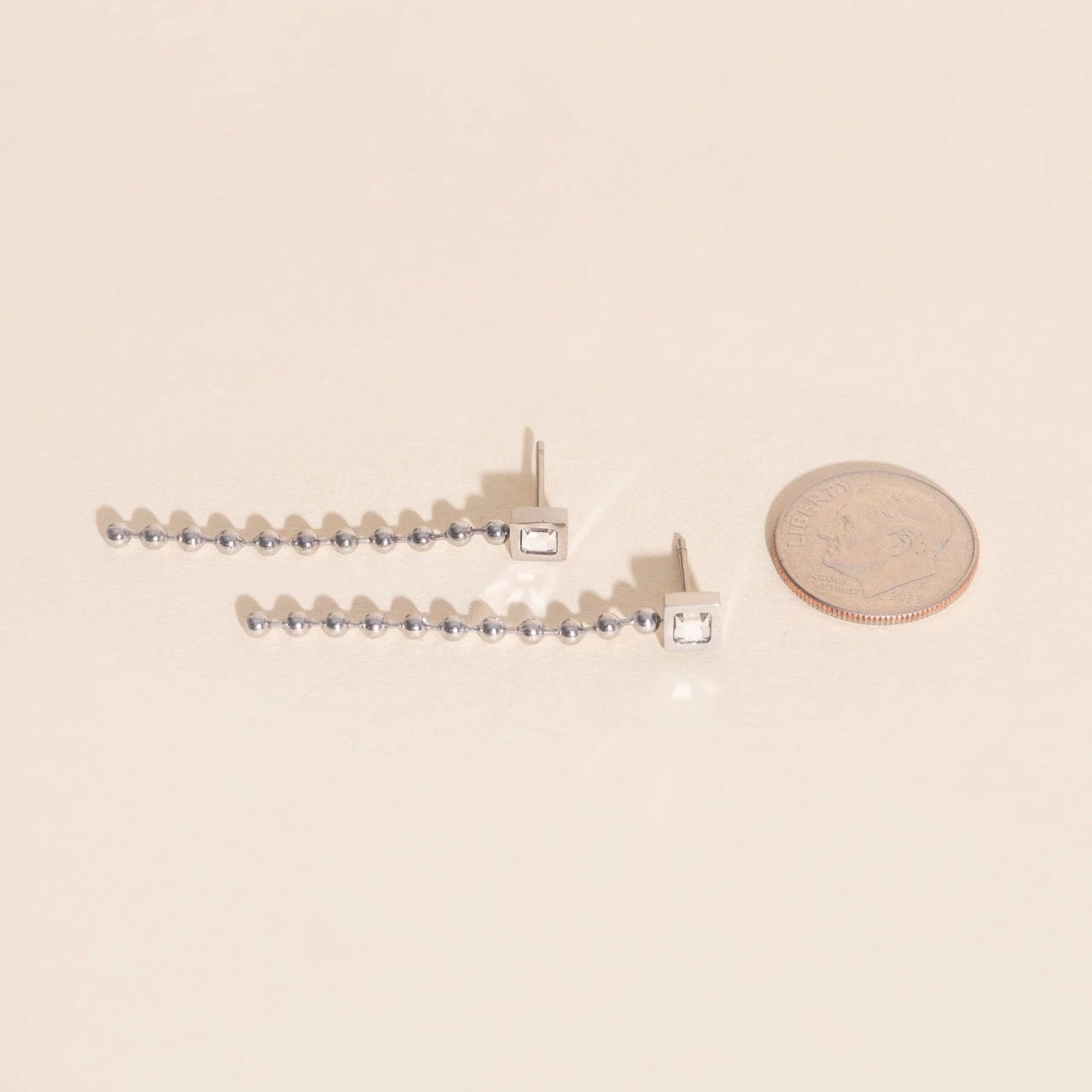 Square Crystal Bead Chain Stud Earrings by Oh Clementine