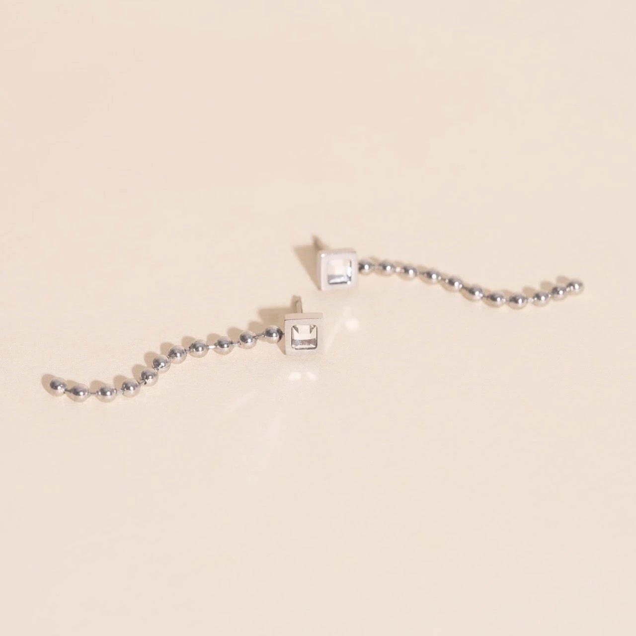 Square Crystal Bead Chain Stud Earrings by Oh Clementine