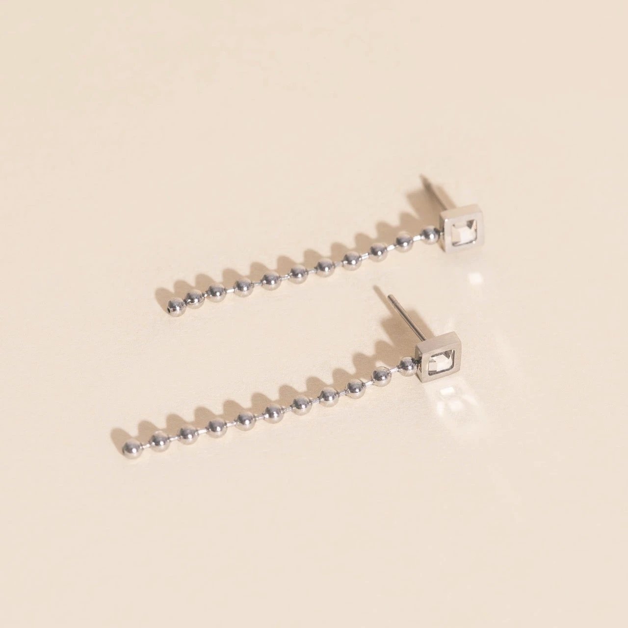 Square Crystal Bead Chain Stud Earrings by Oh Clementine