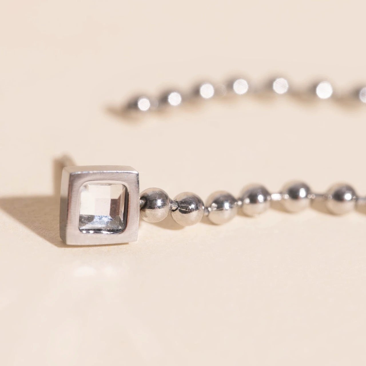 Square Crystal Bead Chain Stud Earrings by Oh Clementine