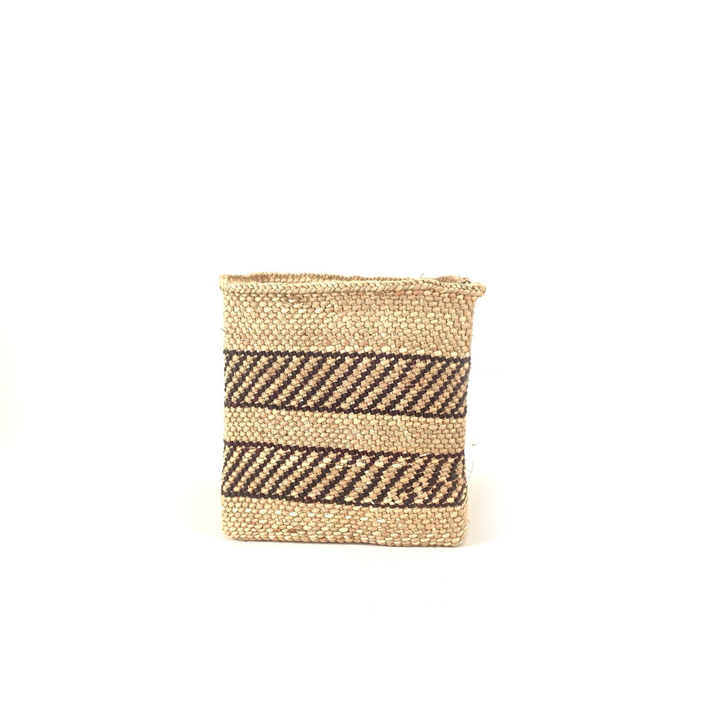 Square Natural w/ Black Stripe Iringa Basket La Vie Bien Square Natural w/ Black Stripe Iringa Basket