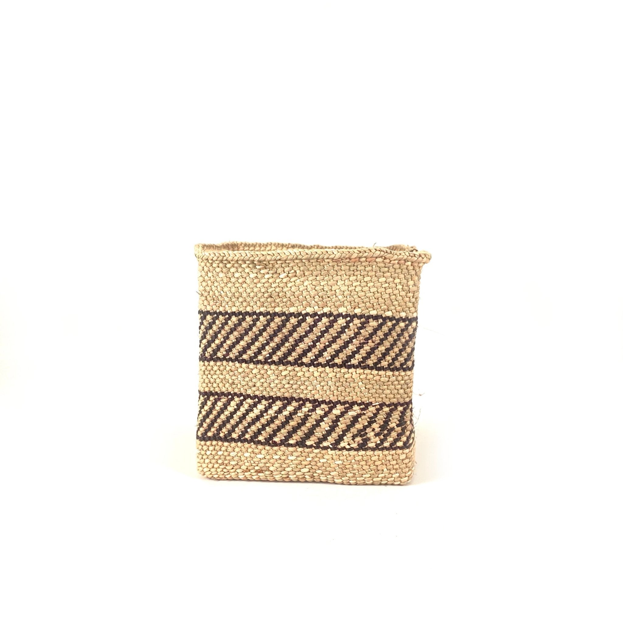 Square Natural w/ Black Stripe Iringa Basket La Vie Bien Square Natural w/ Black Stripe Iringa Basket