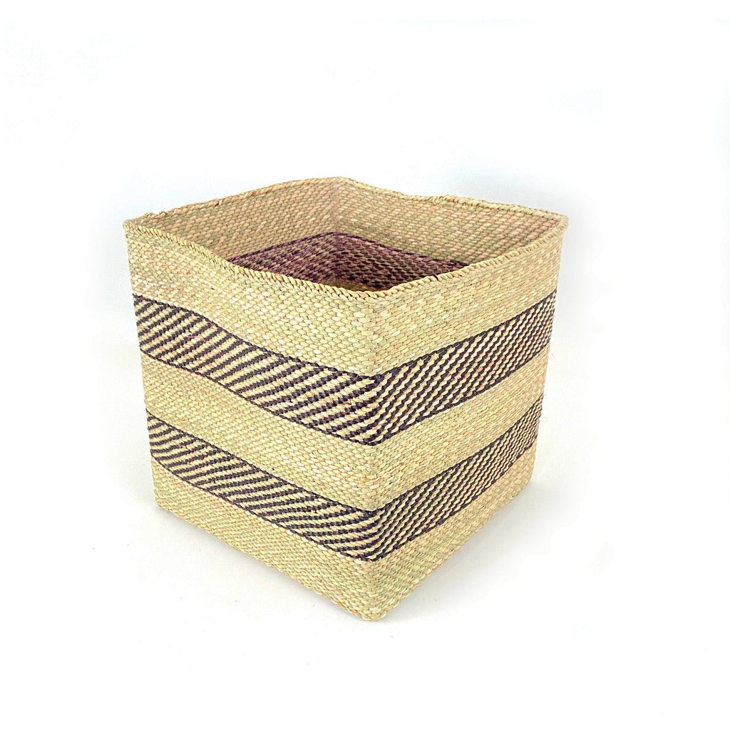 Square Natural w/ Black Stripe Iringa Basket La Vie Bien Square Natural w/ Black Stripe Iringa Basket