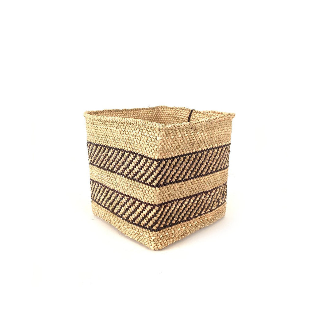 Square Natural w/ Black Stripe Iringa Basket La Vie Bien Square Natural w/ Black Stripe Iringa Basket