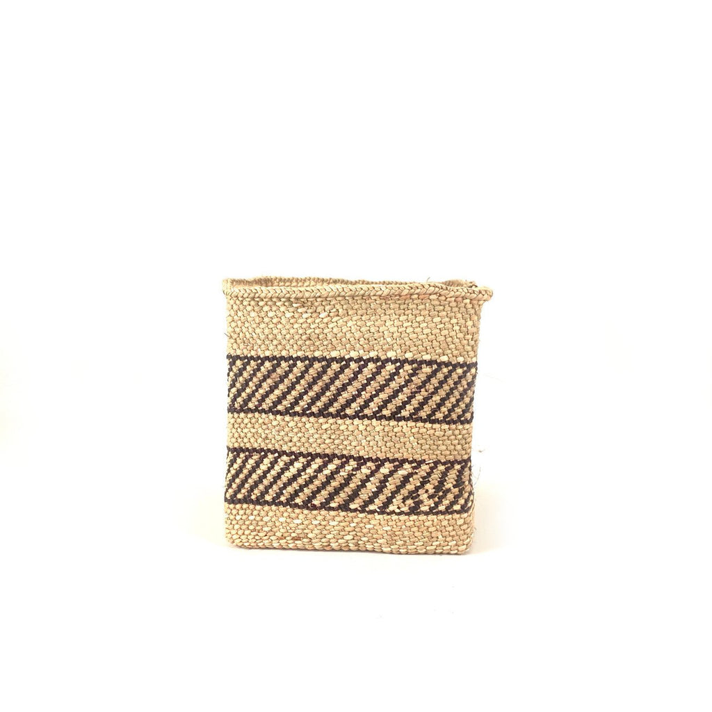 Square Natural w/ Black Stripe Iringa Basket La Vie Bien Square Natural w/ Black Stripe Iringa Basket