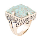 Square Statement Blue Turquoise Golden Ring by Barse Jewelry