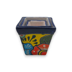 Square Talavera Planter Set | Colorful Mexican Mini Pots (Set of 3)