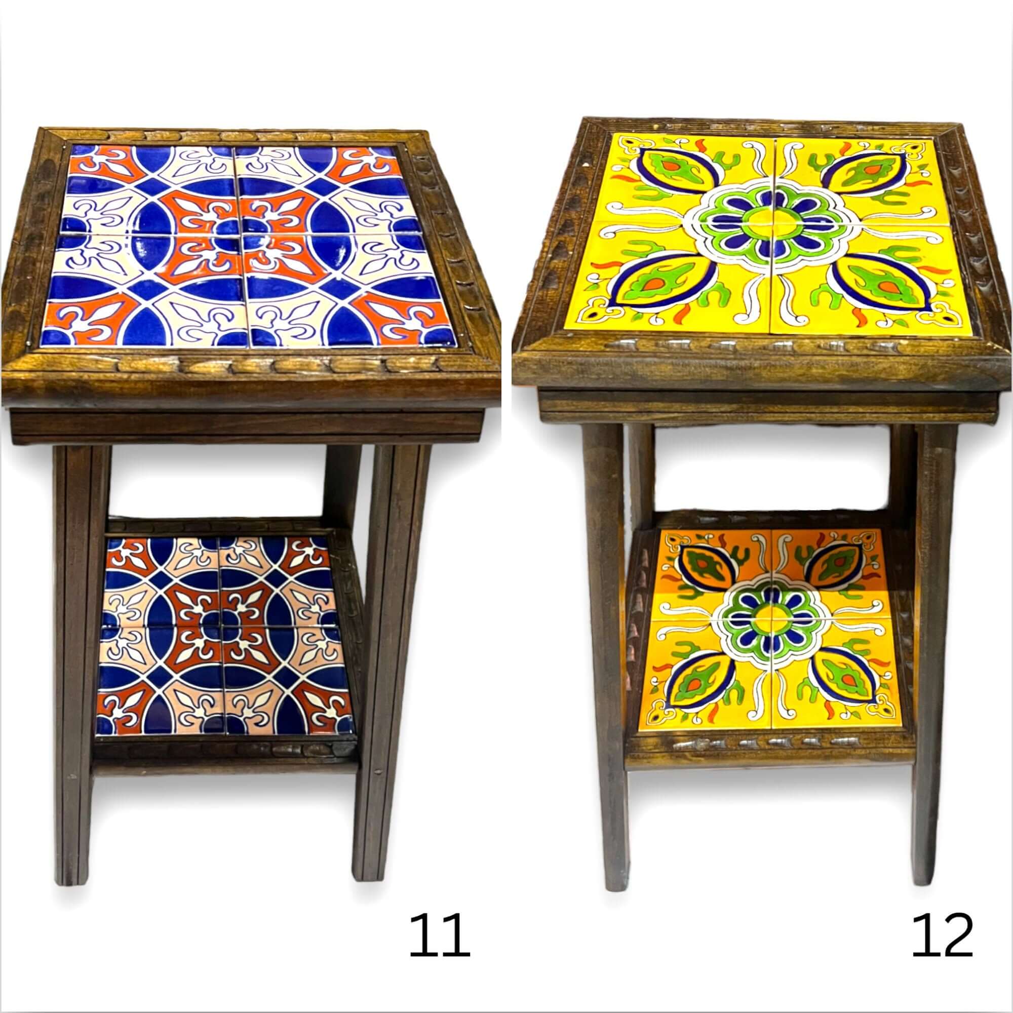 Square Talavera Tile End Table | Handmade Mexican Wood Accent Table Mexican End Table La Vie Bien Square Talavera Tile End Table | Handmade Mexican Wood Accent Table