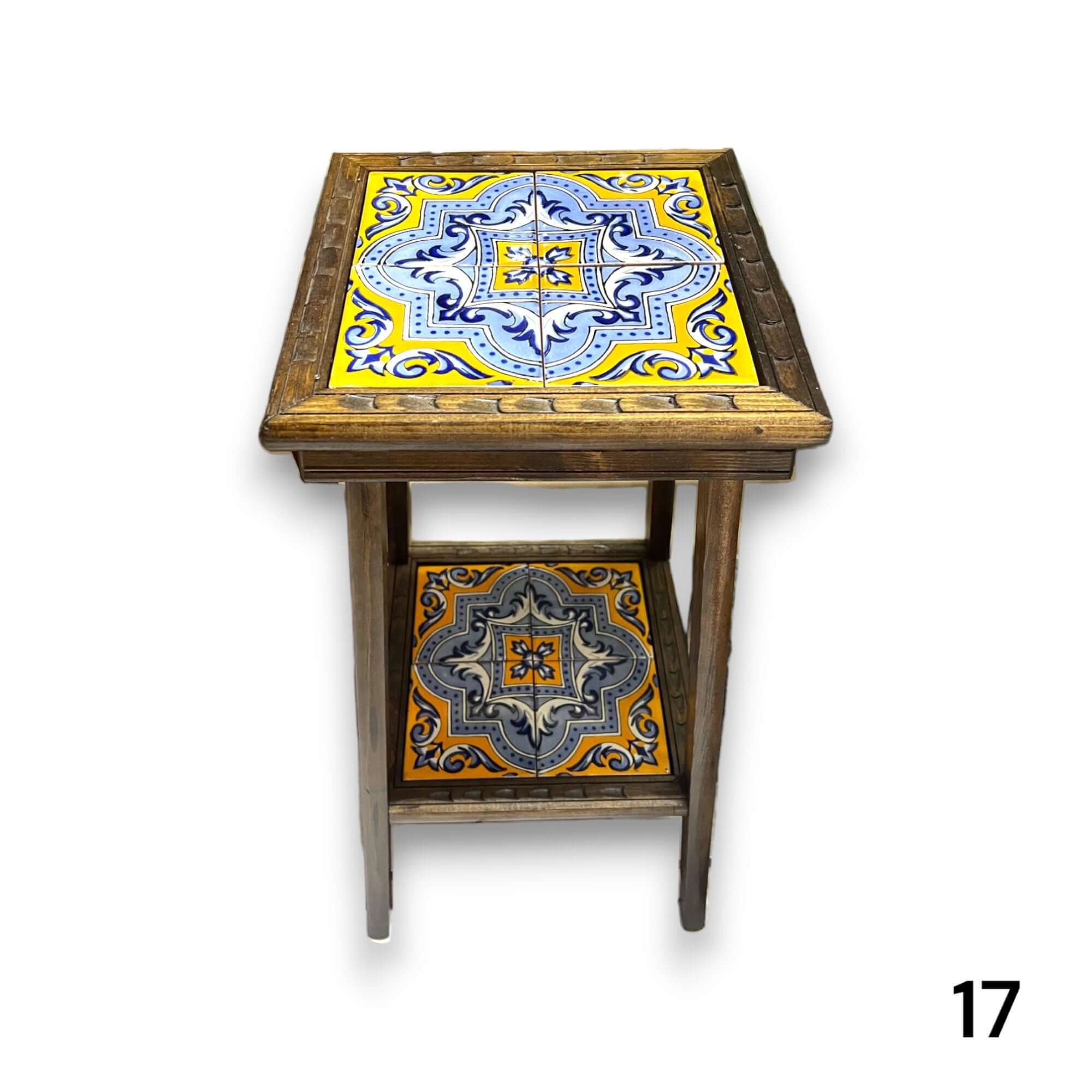 Square Talavera Tile End Table | Handmade Mexican Wood Accent Table Mexican End Table La Vie Bien Square Talavera Tile End Table | Handmade Mexican Wood Accent Table
