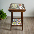 Square Talavera Tile End Table | Handmade Mexican Wood Accent Table Mexican End Table La Vie Bien Square Talavera Tile End Table | Handmade Mexican Wood Accent Table