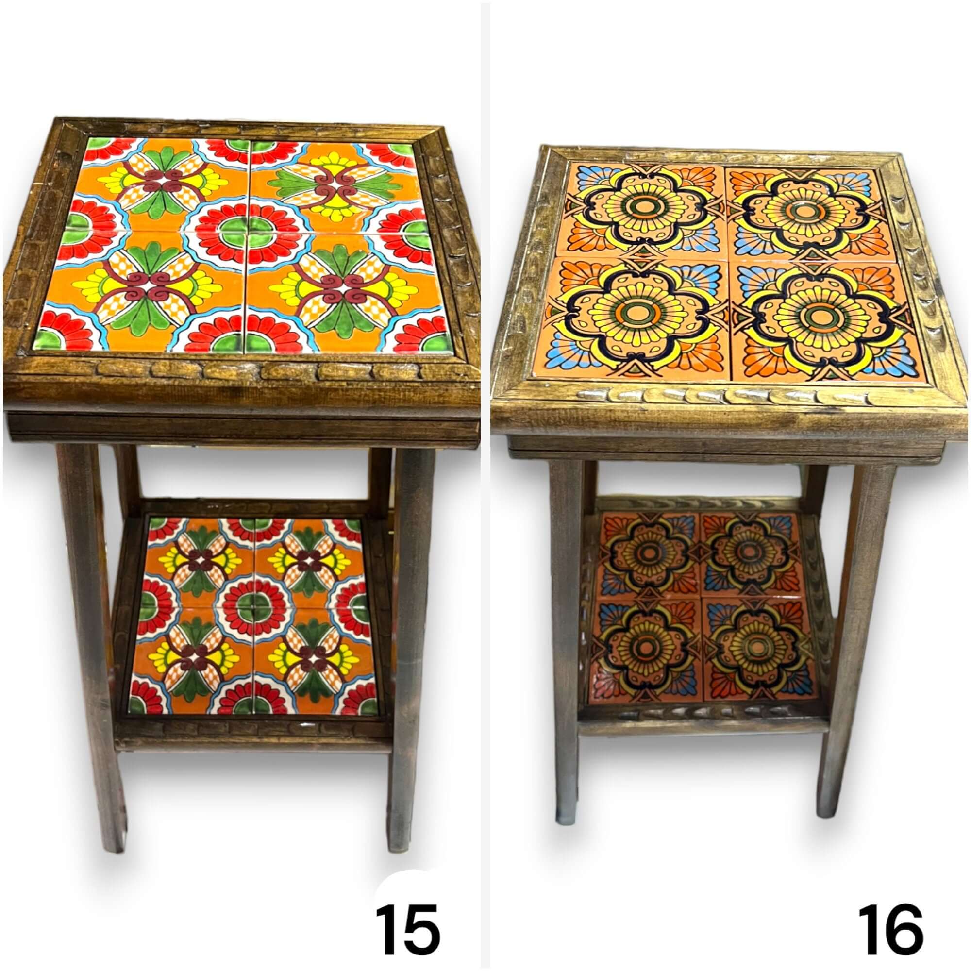 Square Talavera Tile End Table | Handmade Mexican Wood Accent Table Mexican End Table La Vie Bien Square Talavera Tile End Table | Handmade Mexican Wood Accent Table