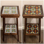 Square Talavera Tile End Table | Handmade Mexican Wood Accent Table Mexican End Table La Vie Bien Square Talavera Tile End Table | Handmade Mexican Wood Accent Table