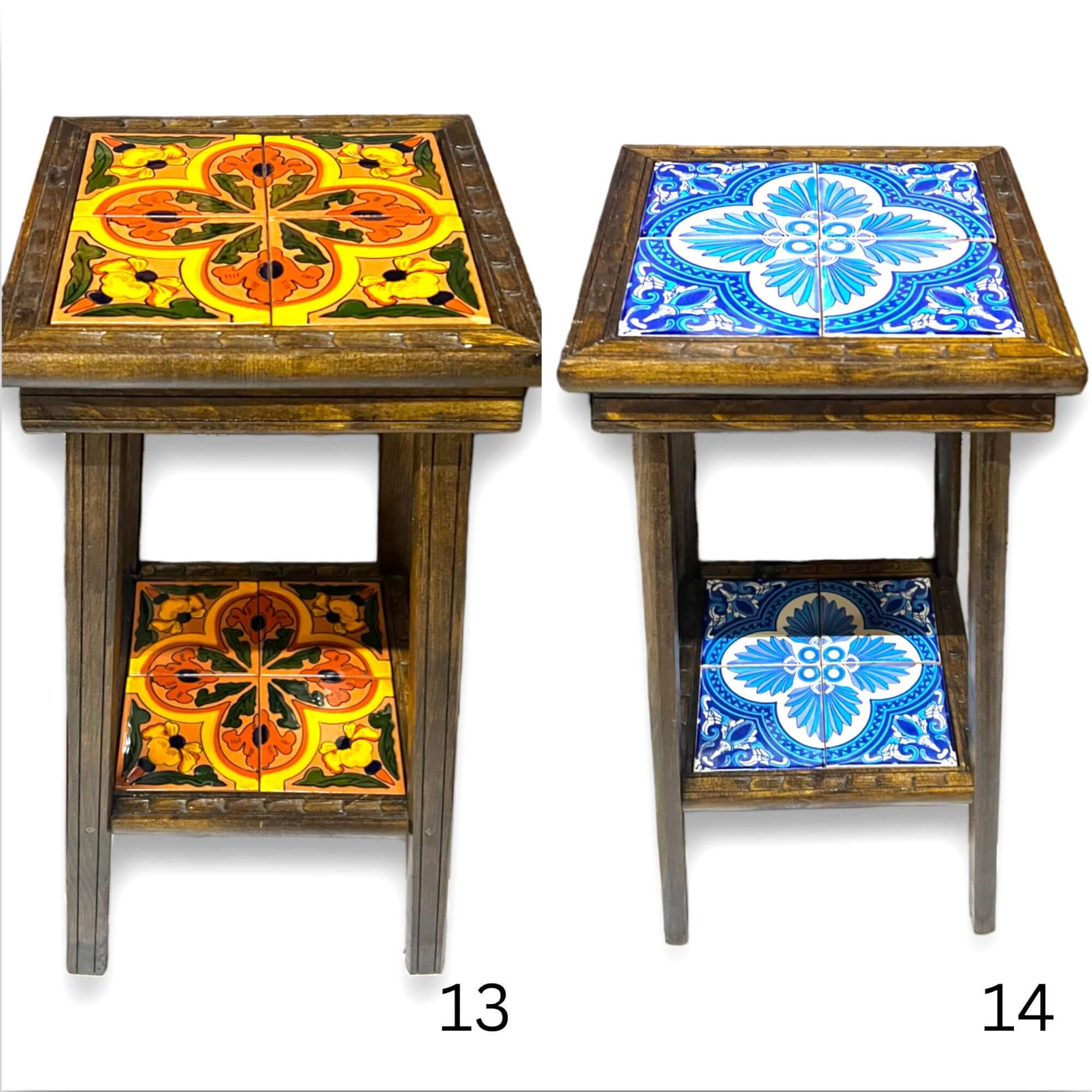Square Talavera Tile End Table | Handmade Mexican Wood Accent Table Mexican End Table La Vie Bien Square Talavera Tile End Table | Handmade Mexican Wood Accent Table