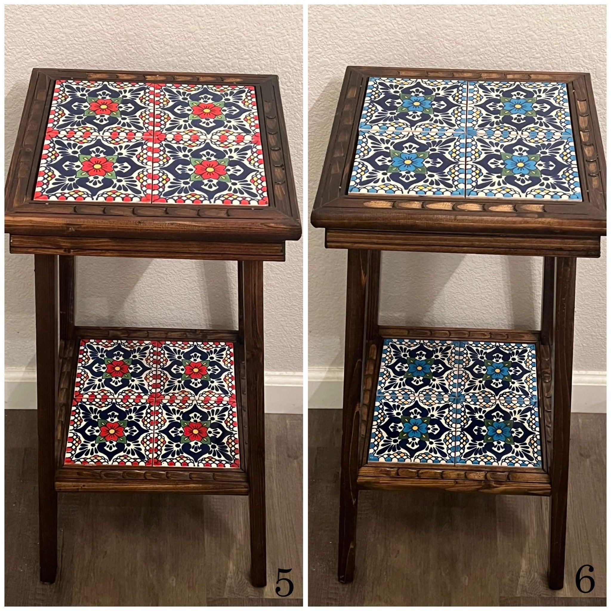Square Talavera Tile End Table | Handmade Mexican Wood Accent Table Mexican End Table La Vie Bien Square Talavera Tile End Table | Handmade Mexican Wood Accent Table
