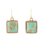 Squared Up Blue Turquoise Golden Drop Earrings