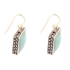 Squared Up Blue Turquoise Golden Drop Earrings