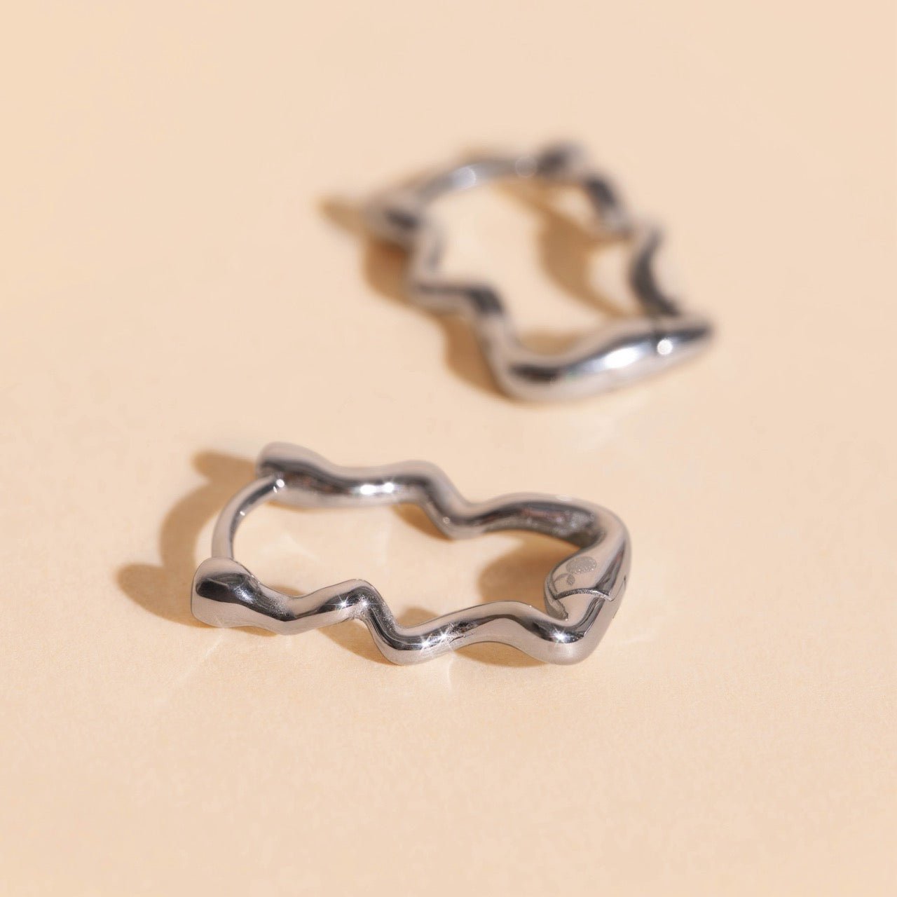Squiggly Rounded Huggie Hoop Earrings by Oh Clementine