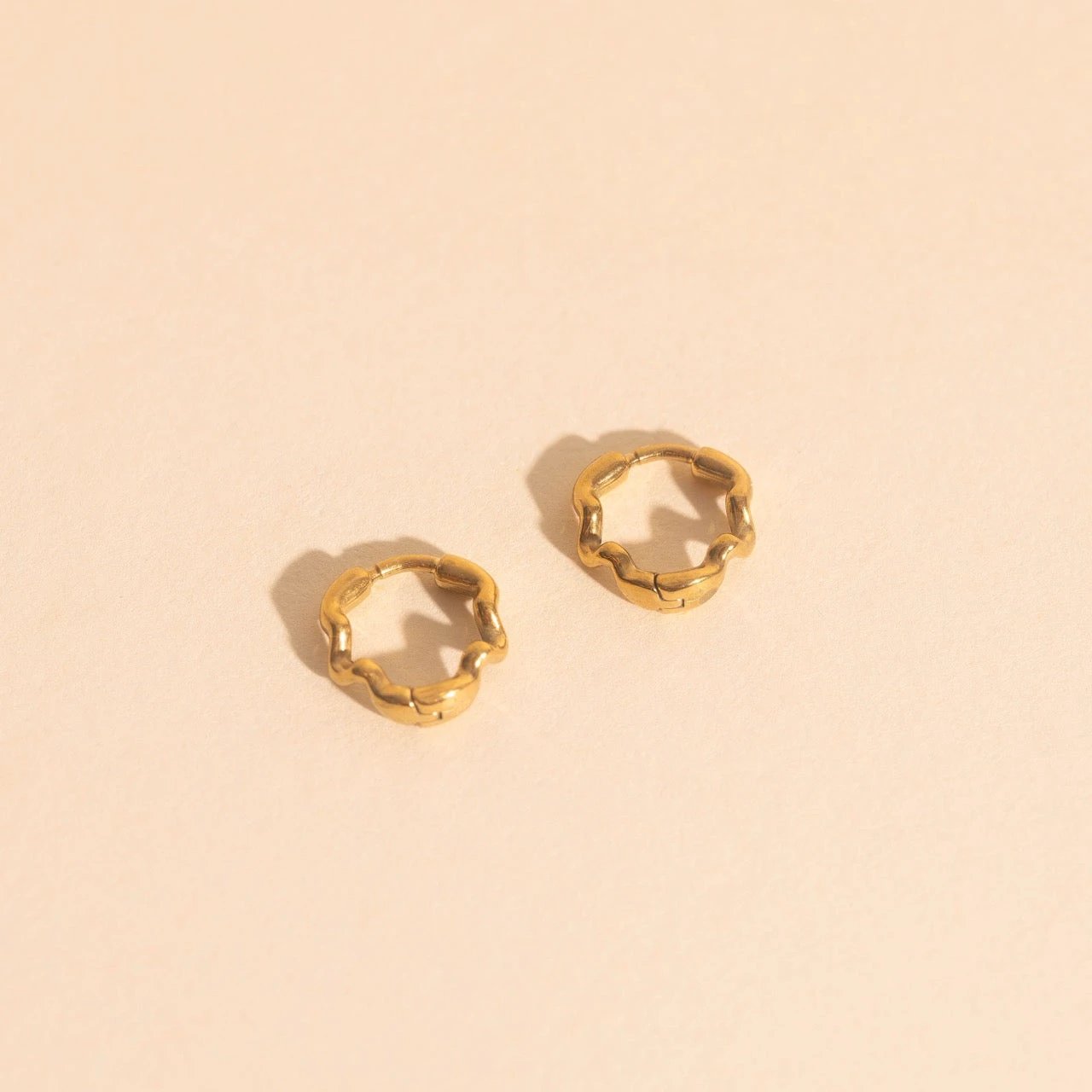 Squiggly Rounded Huggie Hoop Earrings by Oh Clementine