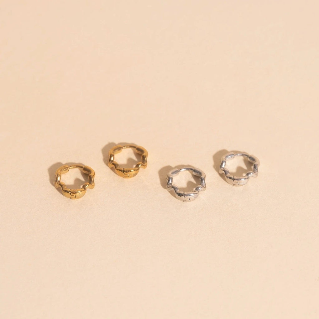 Squiggly Rounded Huggie Hoop Earrings by Oh Clementine