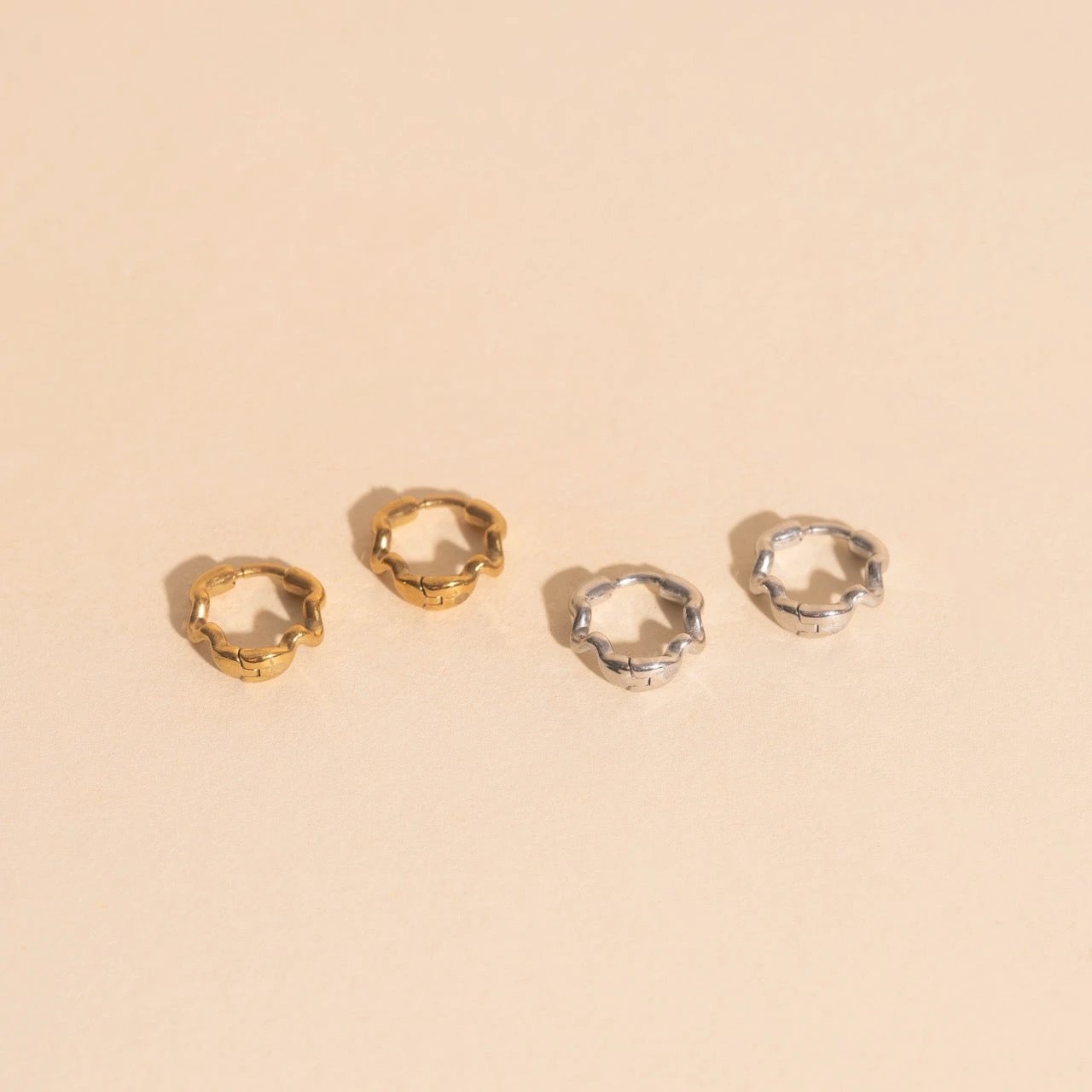 Squiggly Rounded Huggie Hoop Earrings by Oh Clementine