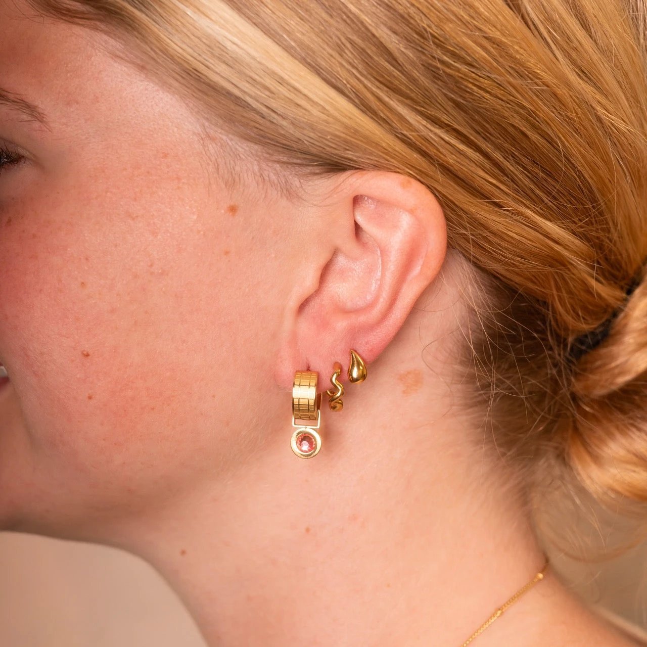 Squiggly Rounded Huggie Hoop Earrings by Oh Clementine