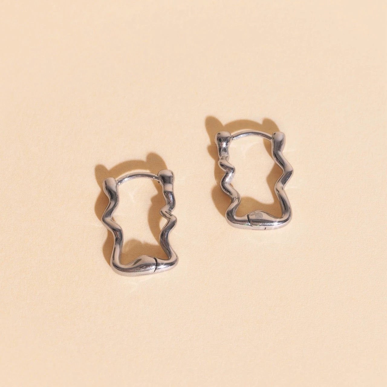 Squiggly Rounded Huggie Hoop Earrings by Oh Clementine