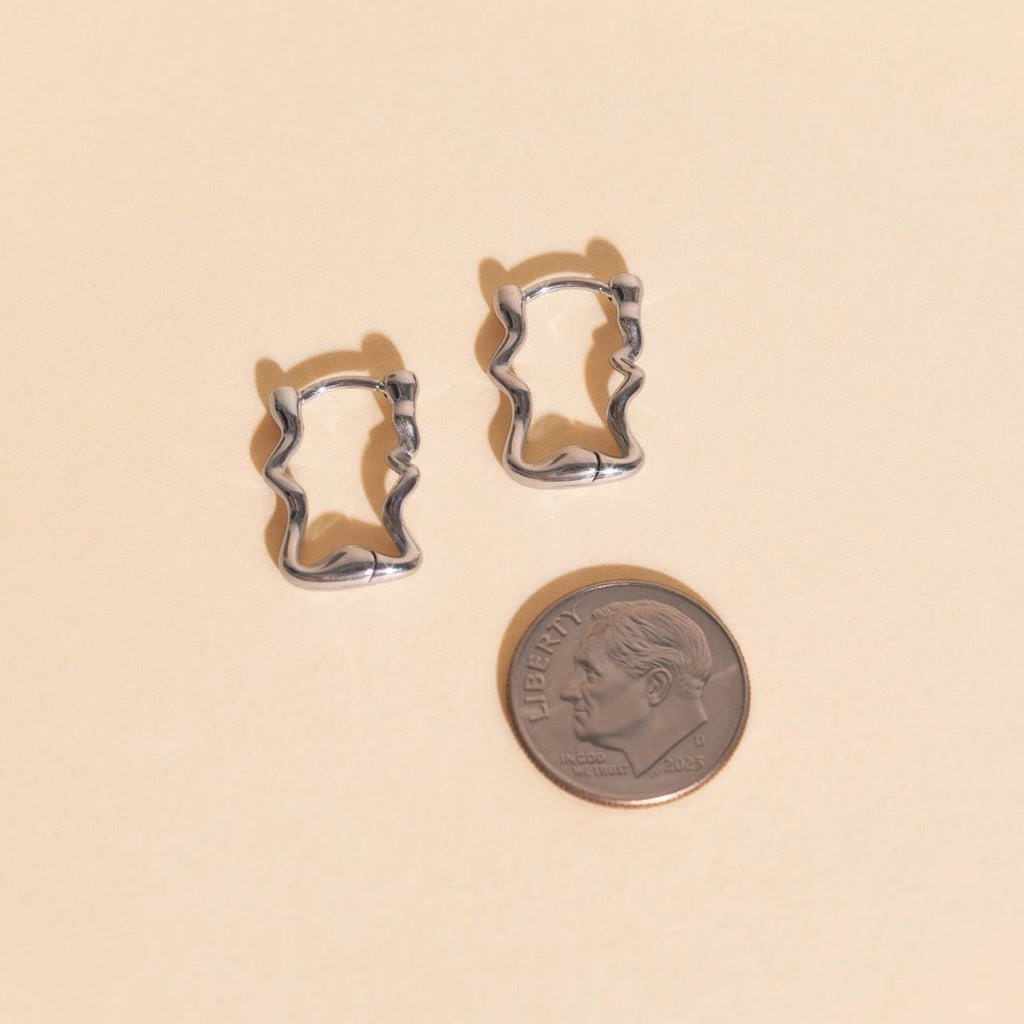 Squiggly Rounded Huggie Hoop Earrings by Oh Clementine