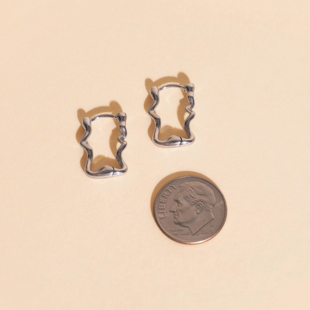 Squiggly Rounded Huggie Hoop Earrings by Oh Clementine