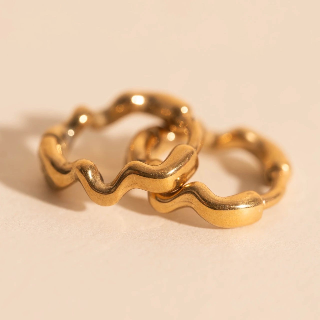 Squiggly Rounded Huggie Hoop Earrings by Oh Clementine