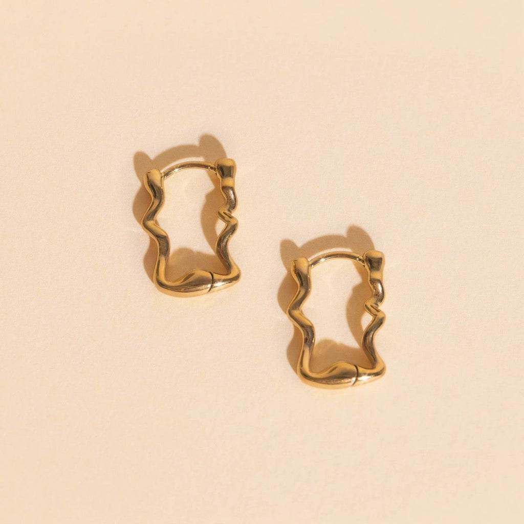 Squiggly Rounded Huggie Hoop Earrings by Oh Clementine