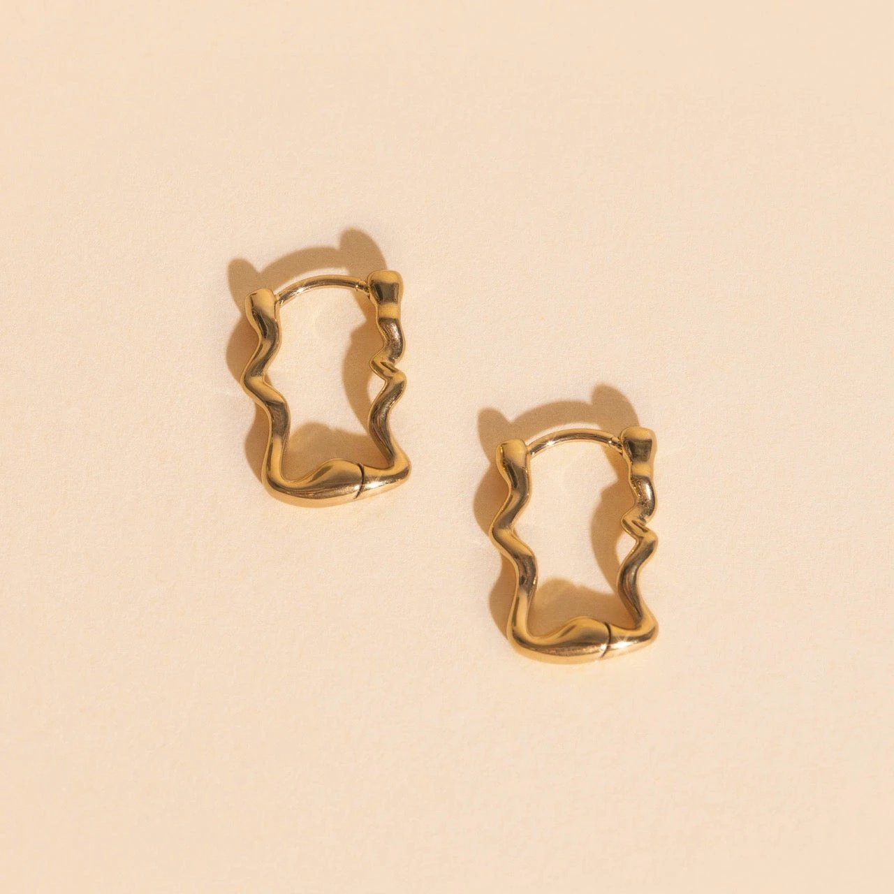 Squiggly Rounded Huggie Hoop Earrings by Oh Clementine