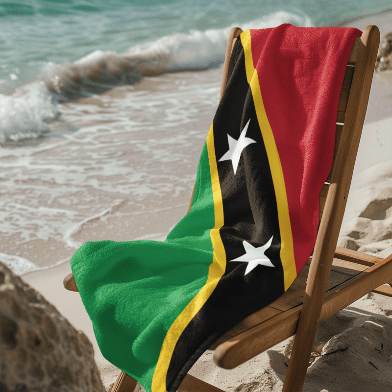 St. Kitts and Nevis Flag Beach Towel Beach Towel (Generic Brand) La Vie Bien St. Kitts and Nevis Flag Beach Towel