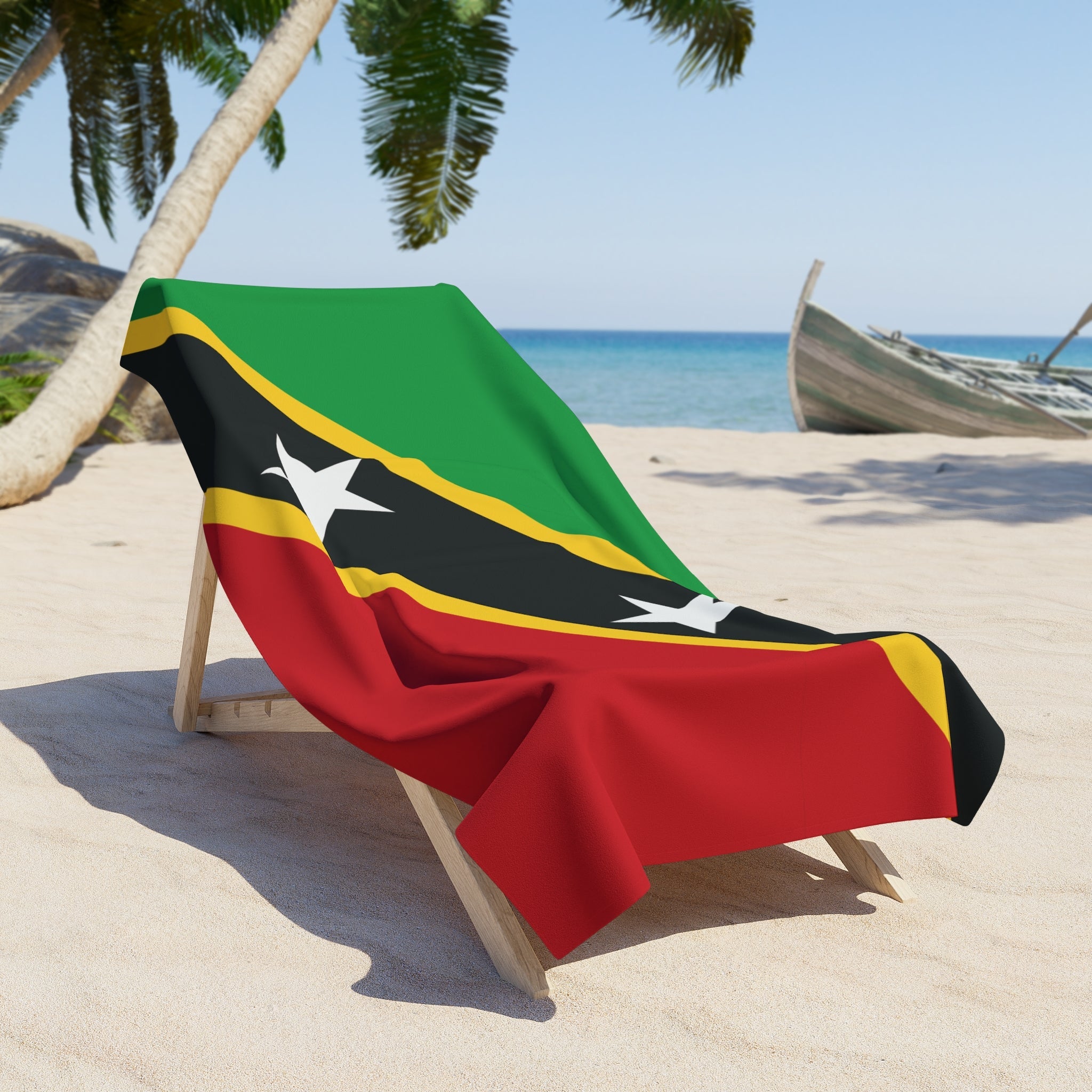 St. Kitts and Nevis Flag Beach Towel Beach Towel (Generic Brand) La Vie Bien St. Kitts and Nevis Flag Beach Towel