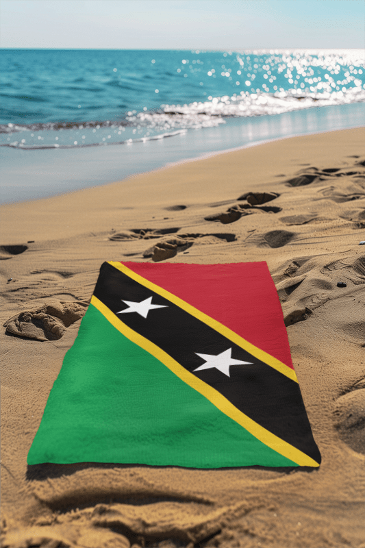 St. Kitts and Nevis Flag Beach Towel Beach Towel (Generic Brand) La Vie Bien St. Kitts and Nevis Flag Beach Towel