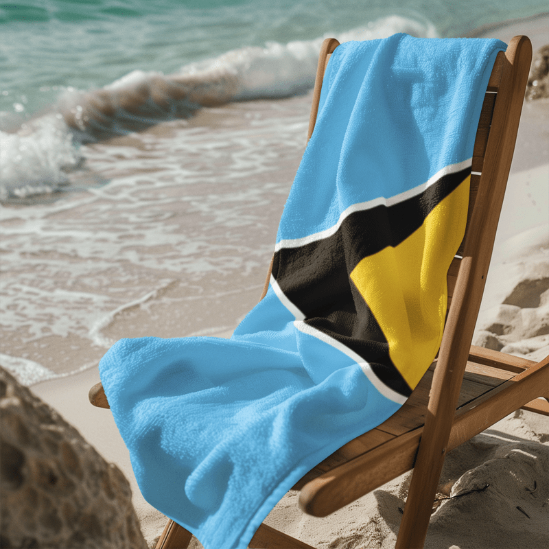 St. Lucia Flag Beach Towel Beach Towel (Generic Brand) La Vie Bien St. Lucia Flag Beach Towel
