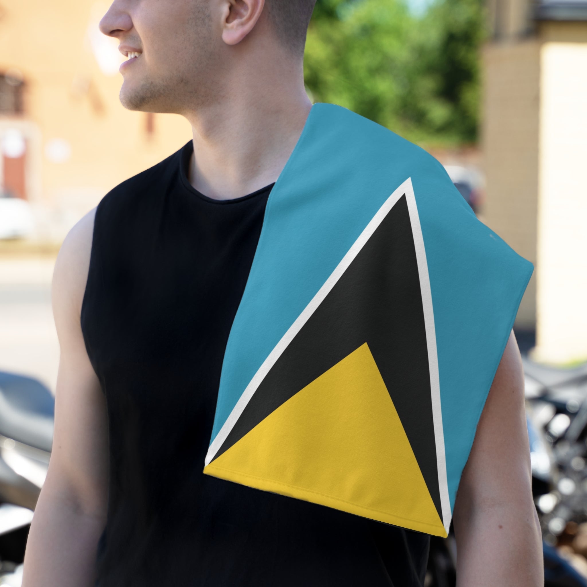 St Lucia Flag Rally Towel Rally Towel La Vie Bien St Lucia Flag Rally Towel