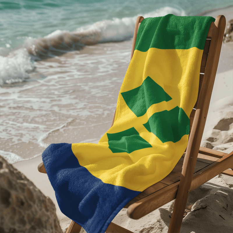 St. Vincent & The Grenadines Flag Beach Towel Beach Towel (Generic Brand) La Vie Bien St. Vincent & The Grenadines Flag Beach Towel