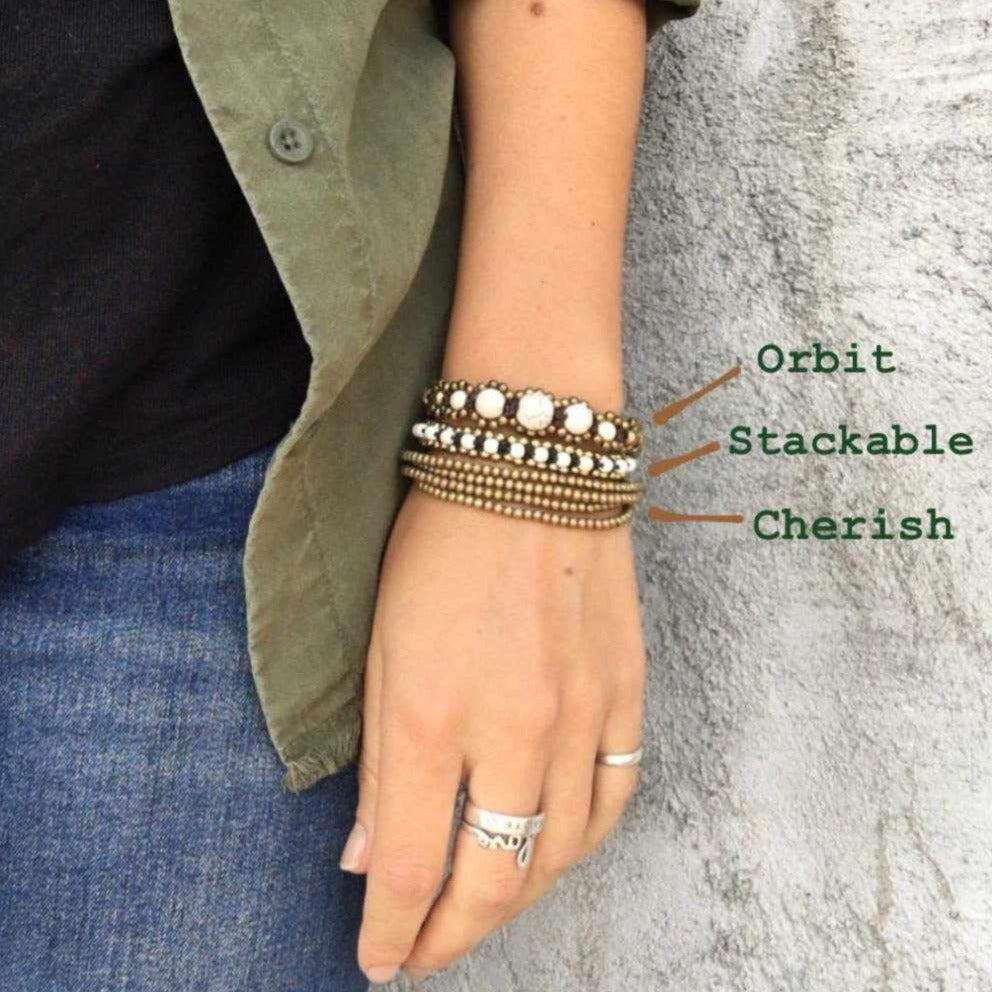 Stackable Bracelet with Brass Beads - Thailand Jewelry La Vie Bien Stackable Bracelet with Brass Beads - Thailand
