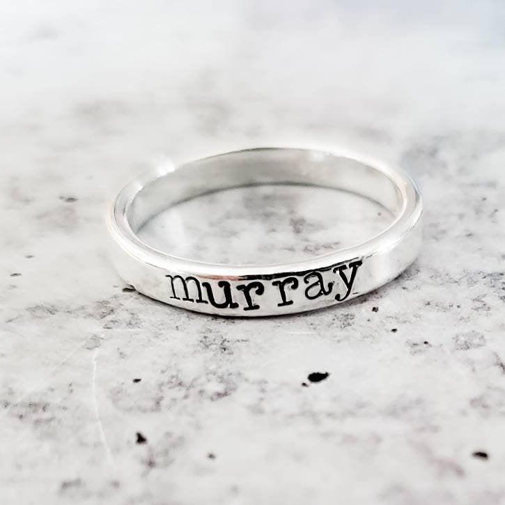 Stackable Silver Name Ring Rings La Vie Bien Stackable Silver Name Ring
