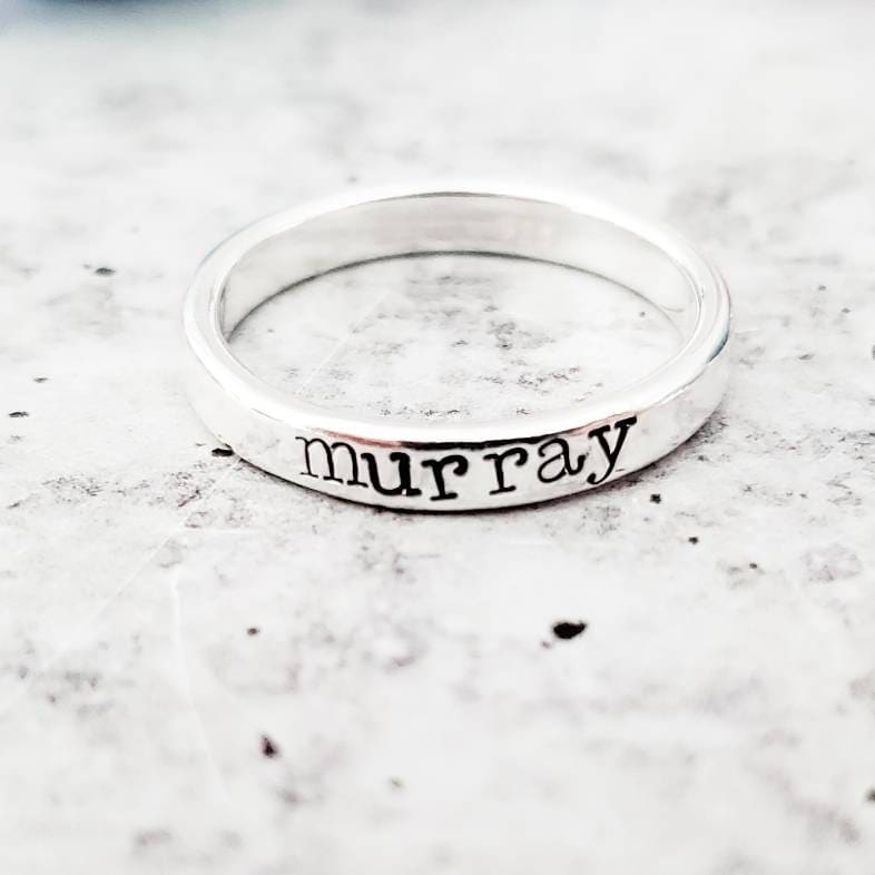 Stackable Silver Name Ring Rings La Vie Bien Stackable Silver Name Ring