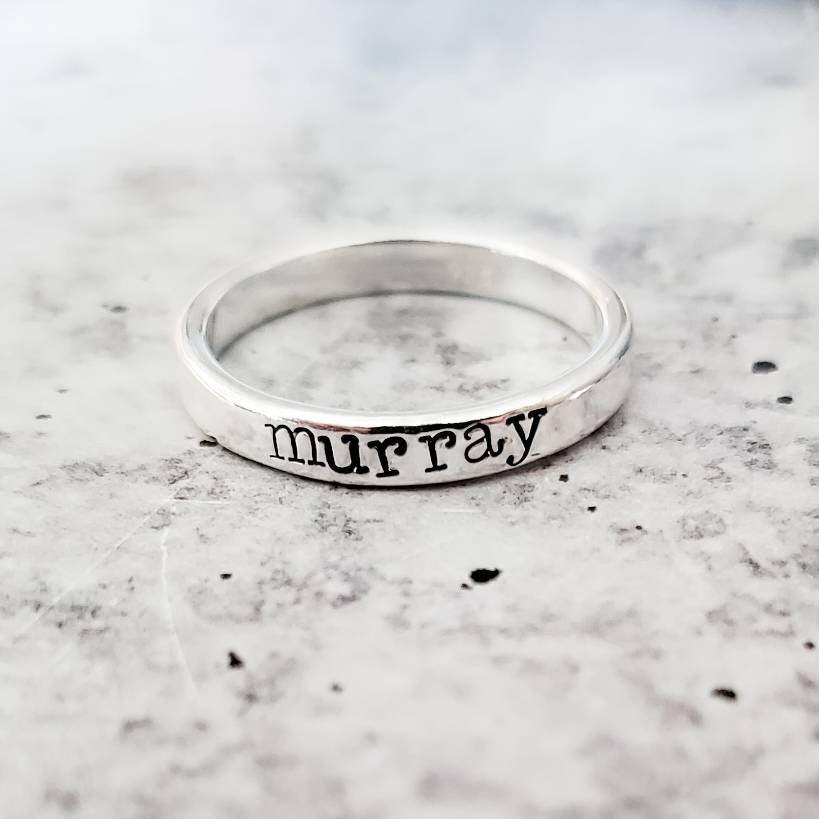 Stackable Silver Name Ring Rings La Vie Bien Stackable Silver Name Ring