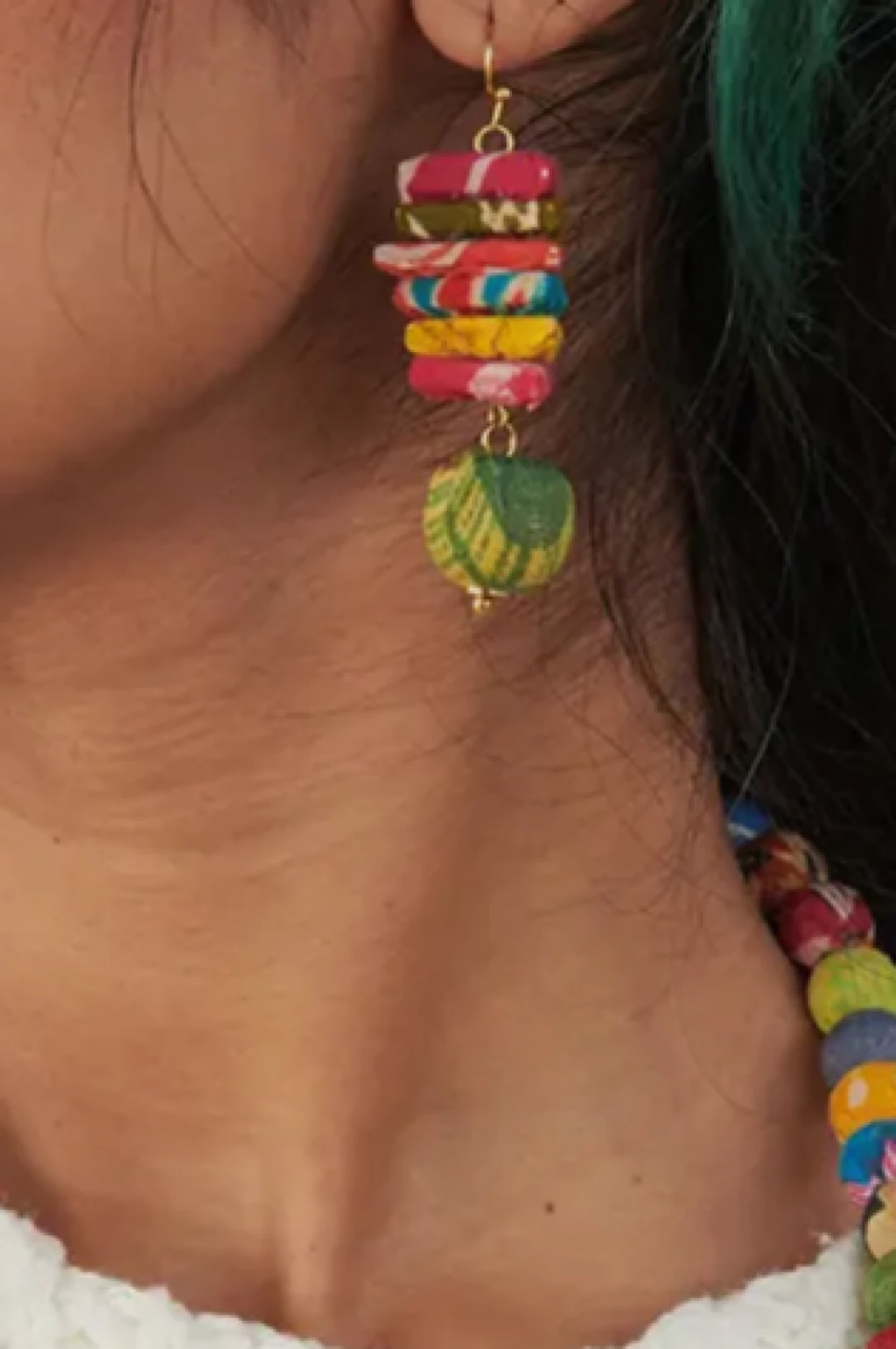 Stacked Colorful Bead Earrings