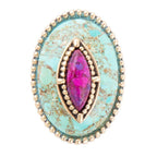 Stacked Stone Blue and Purple Turquoise Golden Ring by Barse Jewelry